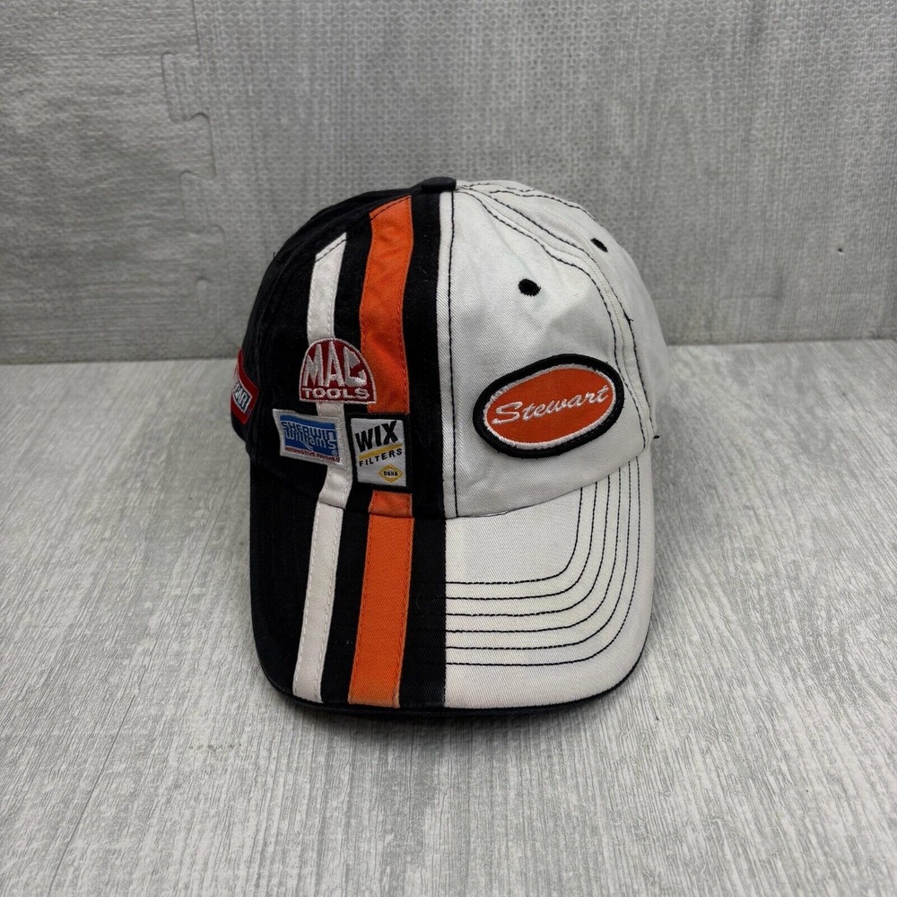 Vintage Y2K Tony Stewart NASCAR Hat Cap Strap Back Orange White Car‎ Racing Auto